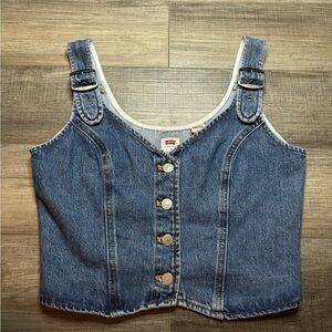 Levi's Blue Denim Crop Top with Button Detail